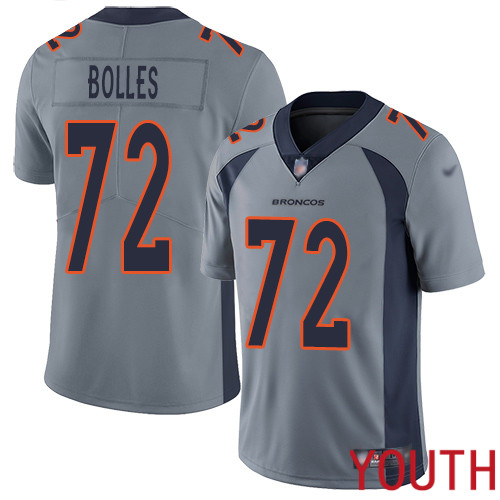Youth Denver Broncos #72 Garett Bolles Limited Silver Inverted Legend Football NFL Jersey->youth nfl jersey->Youth Jersey